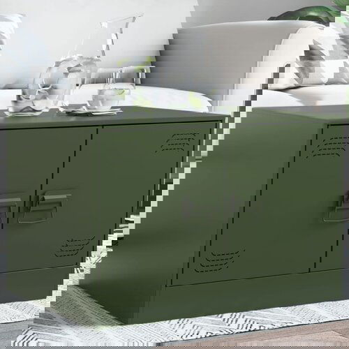 VidaXL Stolić za kavu maslinastozeleni 67 x 50 x 44 cm čelični Slike