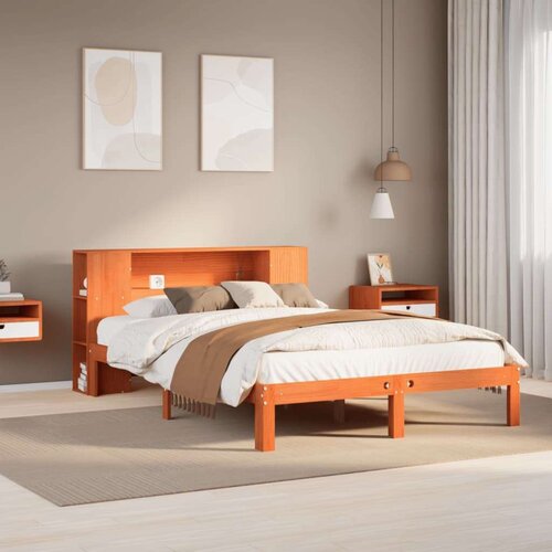vidaXL Krevet s regalom za knjige bez madraca 140 x 190 cm od borovine Cene