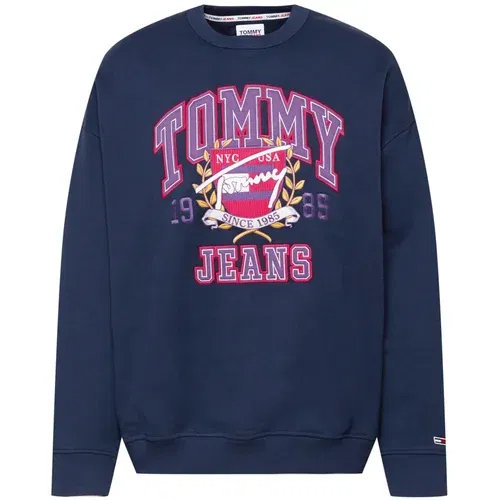Tommy Jeans Majica 'College' nočno modra / lila / bela