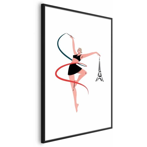 Plakat - Illustration of a Woman with a Ribbon - Artistic Gymnastics 40x60 Crni okvir s margom Cene
