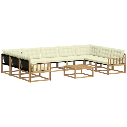 vidaXL Zunanja garnitura za sedenje z blazino 10 pcs Bela in krem, (5000272622) Cene