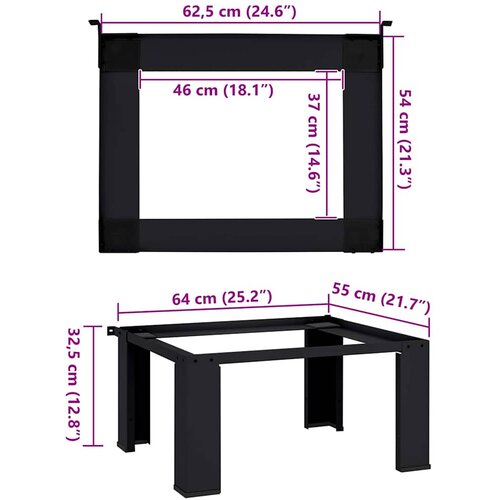  Pedestal za perilicu rublja Crna 64 x 55 x 32,5 cm Čelik Slike