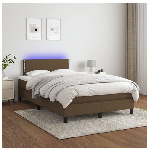  Krevet box spring s madracem LED tamnosmeđi 120x200 cm tkanina Cene