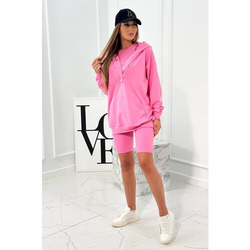 Kesi Set of 3-in-1 sweatshirt, top and short leggings in pink color Slike