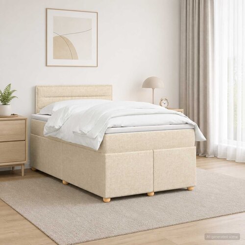  Boxspring krevet s madracem Krem 120 x 200 cm Tkanina Slike