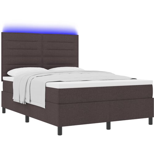 vidaXL Krevet s oprugama i madracem s LED-om - Tamnosmeđi  140 x 200 cm  Okvir od tkanine Cijene