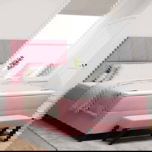 Box spring krevet s madracem Ružičasta 120 x 190 cm Baršun Cijene