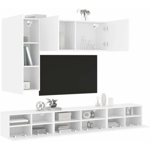  5-dijelni zidni TV ormarići bijeli od konstruiranog drva