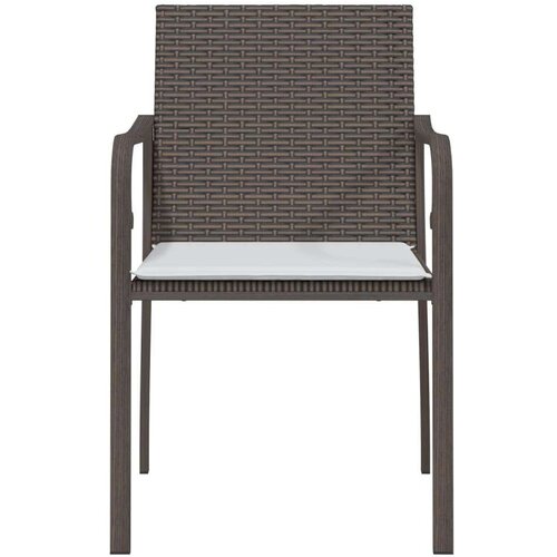 VidaXL Vrtne stolice s jastucima 4 kom smeđe 56x59x84 cm od poliratana Slike