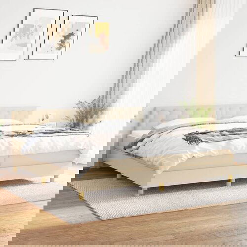 The Living Store Box spring postelja z vzmetnico krem 200x200 cm blago - Box Spring Postelja, (21512821) Slike