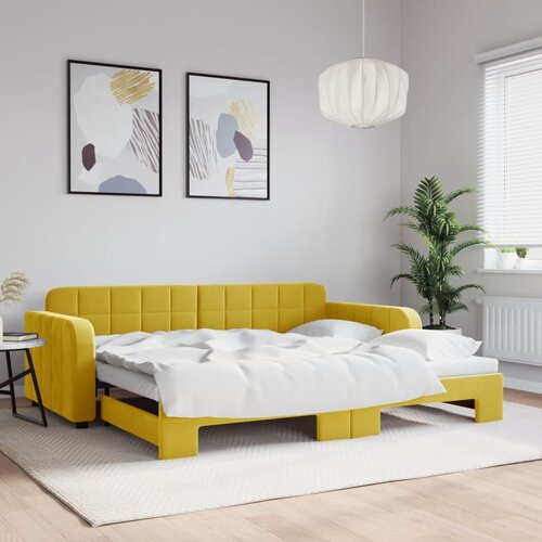 VidaXL Izvlečna dnevna postelja rumena 90x200 cm žamet Slike