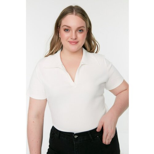 Trendyol Curve White Camisole Collar Knitted Blouse Slike