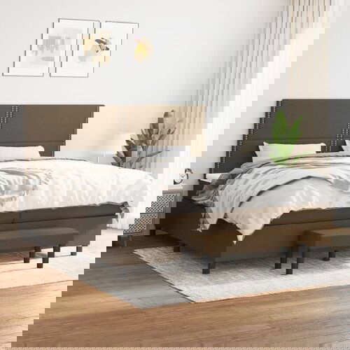  The Living Store Box spring postelja z vzmetnico temno rjav 200x200 cm blago - Box Spring Postelja, (21518321) Cene