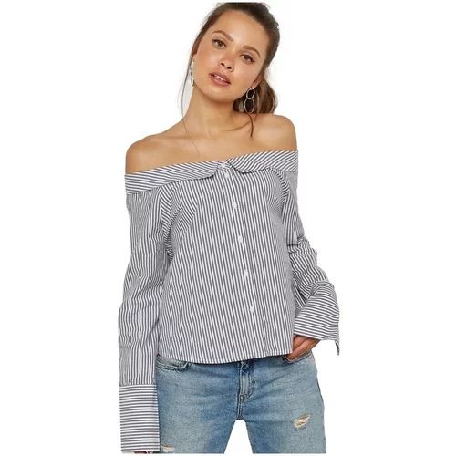 Only Topi & Bluze Off Shoulders Bambi Top - Bright White Night Sky Modra