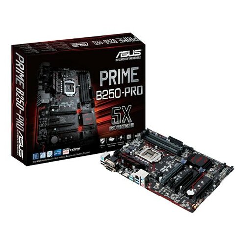 Asus PRIME B250-PRO, Intel B250, VGA by CPU, 2xPCI-Ex16, 4xDDR4, 2xM.2, VGA/DVI/HDMI/USB3.1/USB Type-C, ATX (Socket 1151) matična ploča Slike