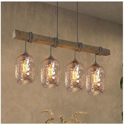 Brilagi Luster na sajli WOOD GLASS 4xE27/60W/230V borovina/siva/dimljeno braon Cene