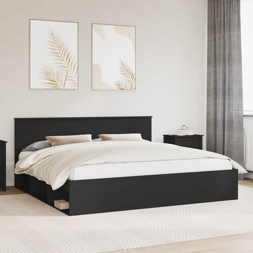  Krevetna konstrukcija Crna 200 x 200 cm Čvrsto borovo drvo Cijene