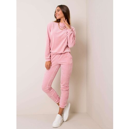 Fashion Hunters RUE PARIS Light pink velor set Slike
