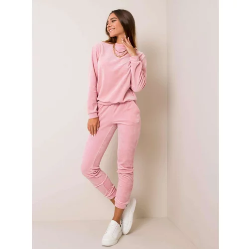 Fashionhunters RUE PARIS Light pink velor set
