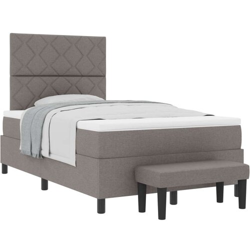 VidaXL Krevet s oprugama s madracem i klupom taupe 120x200 cm tkanina Slike