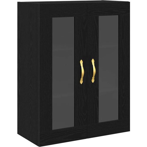  Zidni Ormar s Staklenim Vrata Crni Hrast 69 5x34x90 cm Slike