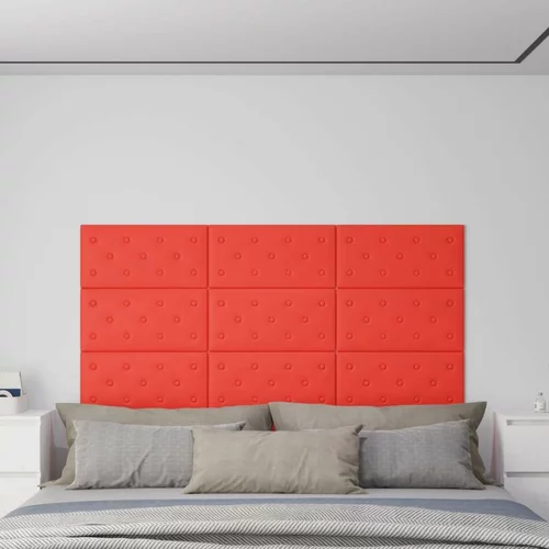  Zidne ploče od umjetne kože 12 kom crvene 60 x 30 cm 2 16 m²
