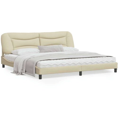  Okvir kreveta s LED svjetlima krem 200 x 200 cm od tkanine Cene