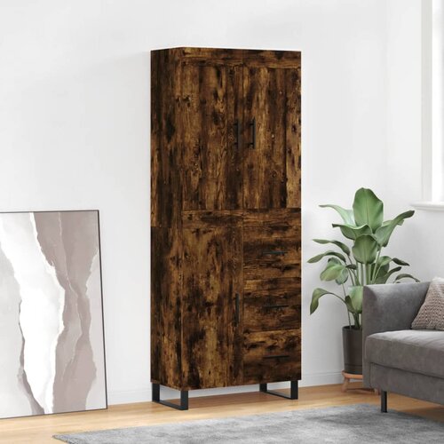 vidaXL Visoka komoda dimljeni hrast 69 5x34x180 cm konstruiranog drva Cijene