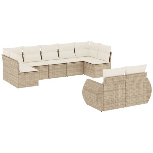  9-dijelni set vrtnih sofa s jastucima bež od poliratana 71 x 62 x 69 cm Slike