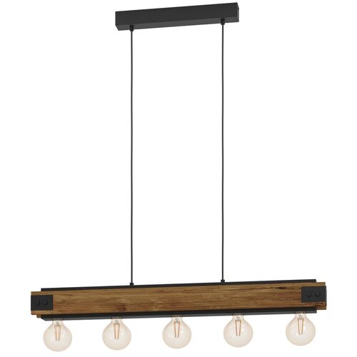 Eglo visilica Layham 43468, 5x E27, 96 cm, opaljeno drvo/crna Slike