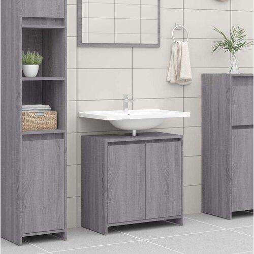 vidaXL Kopalni&scaron;ka omarica siva sonoma 60x33x61 cm inženirski les Cene