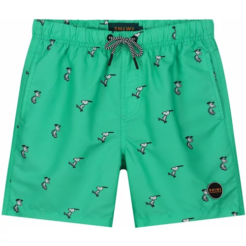 Shiwi Kratke kopalne hlače 'Snoopy Happy Skater' zelena / črna / bela