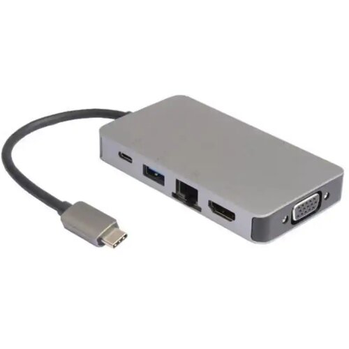 E-green Adapter konverter USB Tip C 3.1 - HDMI/VGA/2xUSB 3.0/RJ45/Tip C Cene