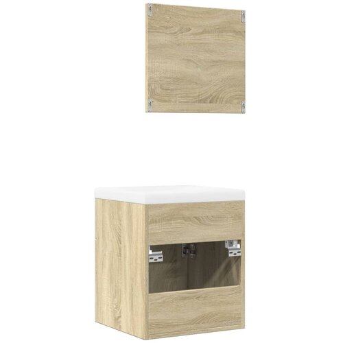  3-dijelni set kupaonskog namje&amp;scaron;taja boja hrasta sonome drveni Smeđa 41 x 38.5 x 46 cm Slike