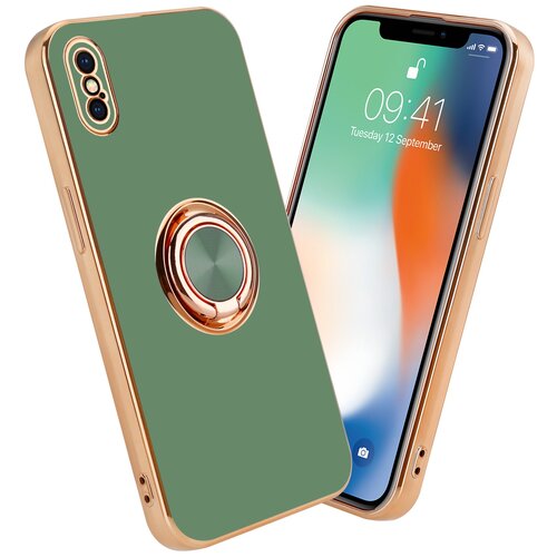Cadorabo Ohišje, združljiv z Apple v sijajni svetlo zeleni barvi - Zlato z obročem - Zaščitni pokrov iz fleksibilnega silikona TPU, z zaščito pred kamero in držalom magnetnega avtomobila, (20603259) Cene