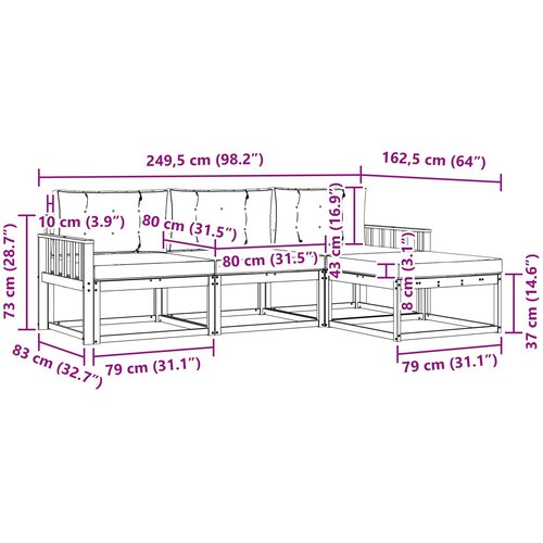  Set vanjskih sofa 4 kom. Prirodna i antracit Smeđa 249,5 x 162,5 x 73 cm Slike