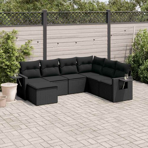  8-dijelni set vrtnih sofa s jastucima smeđi od poliratana Slike