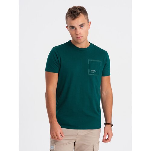 Ombre Men's cotton t-shirt with pocket - marine Cene