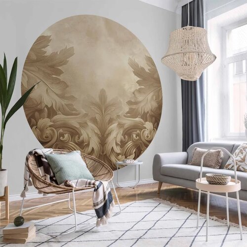  Okrugla fototapeta - Carved ornaments in shades of sepia 230x230 Cene