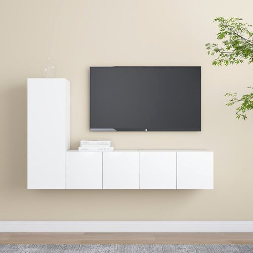  3-dijelni set TV ormarića bijeli od konstruiranog drva Slike