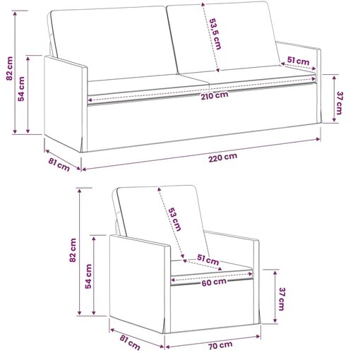  Set sofe 2 pcs Sivosmeđa Tkanina - Sivosmeđa 1-Sjedalo + 3-Sjedalo (210 cm) Slike