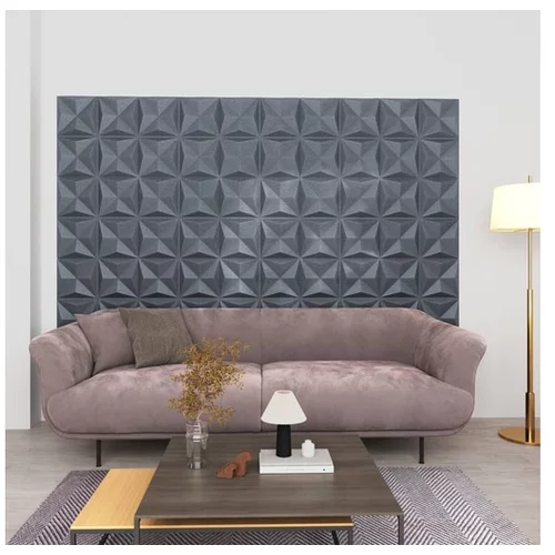  3D stenski paneli 48 kosov 50x50 cm origami sivi 12 m²