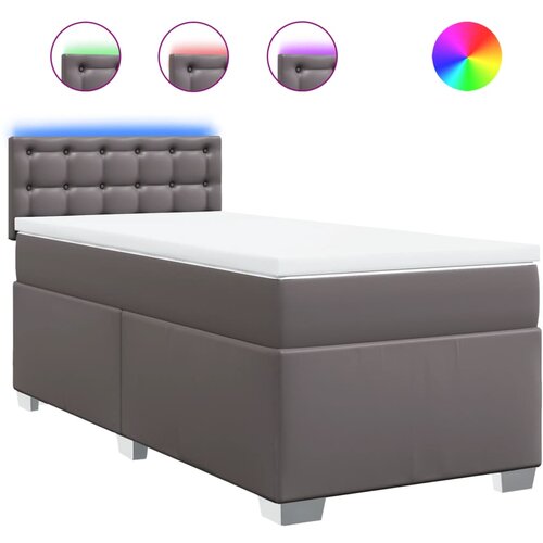 Maison Chic Box spring postelja - Vzmetna postelja z vzmetnico siva 100x200 cm umetno usnje SL18265, (21894459) Cene