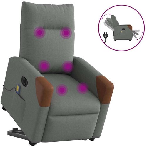 VidaXL Električni masažni naslonjač na podizanje od tkanine tamnosivi Slike