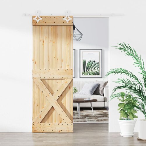 vidaXL Drsna vrata s kompletom vodil 85x210 cm trdna borovina Cene