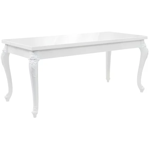 vidaXL Jedilna miza 179x89x81 cm visok sijaj bele barve