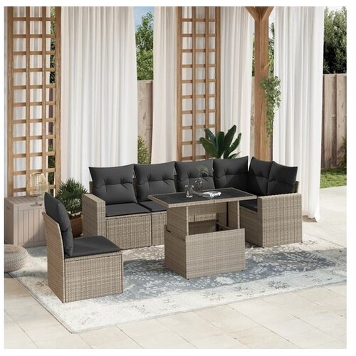 vidaXL 7-dijelni set vrtnih sofa svjetlosivi od poliratana Cijene