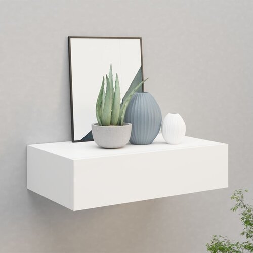 Polica s ladicom bijela 40 x 23,5 x 10 cm MDF Slike