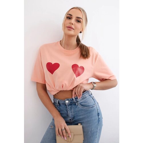 Kesi Cotton blouse with apricot heart print Cijene