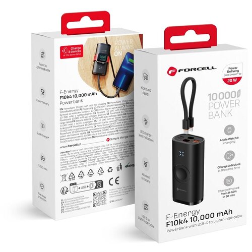 forcell f-energy F10K4 powerbank kompatibilan sa apple watch pd QC3.0 3A 22.5W 10000 mah crni Cene
